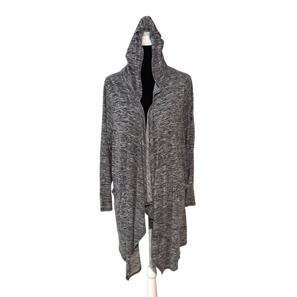 Livi Active Grey Space Dye Hooded Open Front Cardigan Plus Size 22/24